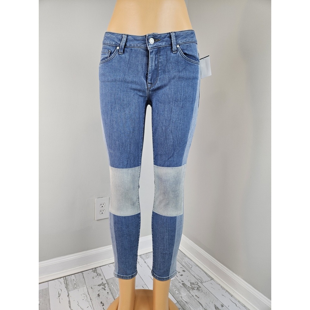Mavi Womens Jeans 27 Adriana Ankle Mid Rise Super Skinny Patchwork